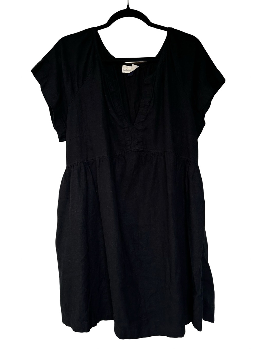 Universal Thread Black Babydoll Mini Dress Cap Sleeve V-Neck Pockets XXL